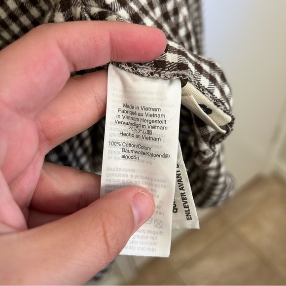 Madewell Flannel Tie Front Shirt Brown Gingham Check Button Down Shirt Small - Picture 8 of 10